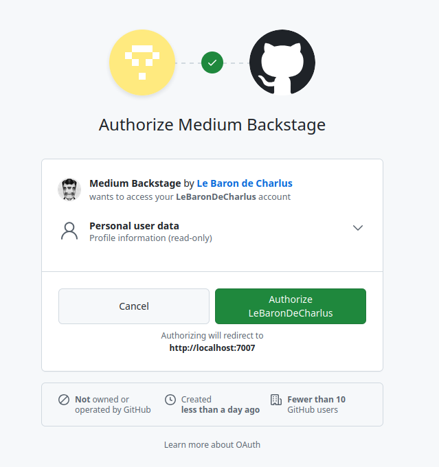 Authorizing the OAuth App